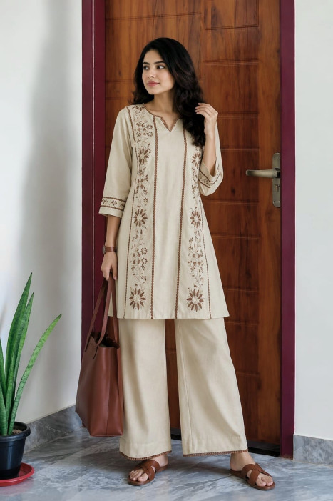 cotton plazo Set