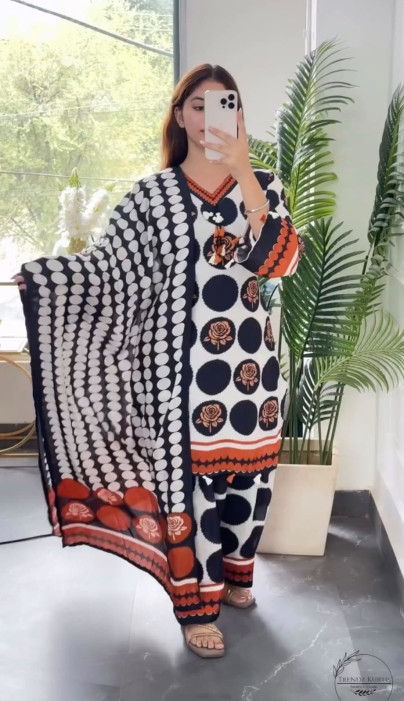 straight look kurta 3 pcs set